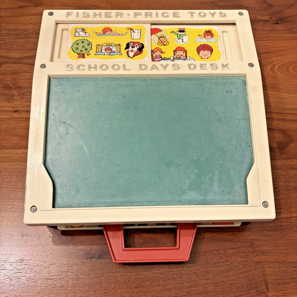 Fisher Price Vintage School Days Desk 176 Educational Toy Chalkboard Letters